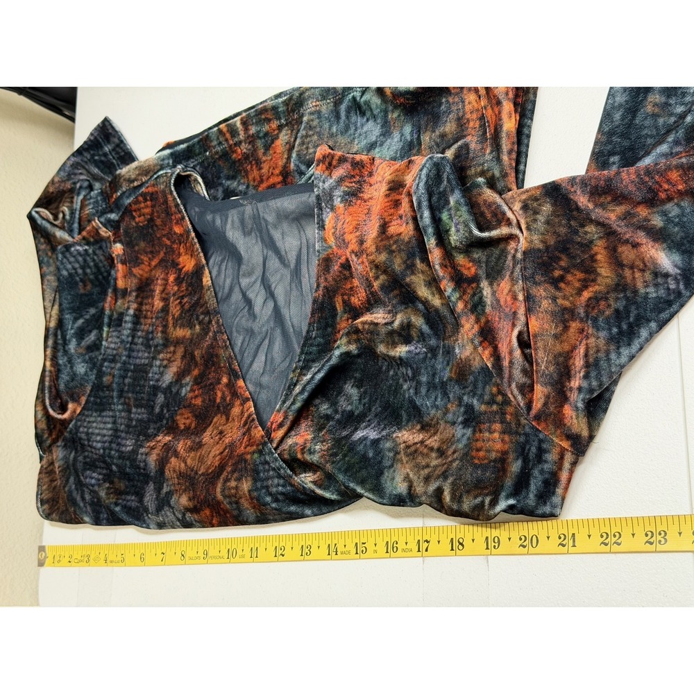 Soft Surroundings Top Womens XL Navy Brown Velvet V-Neck Floral Boho Autumn Fall - Picture 8 of 9